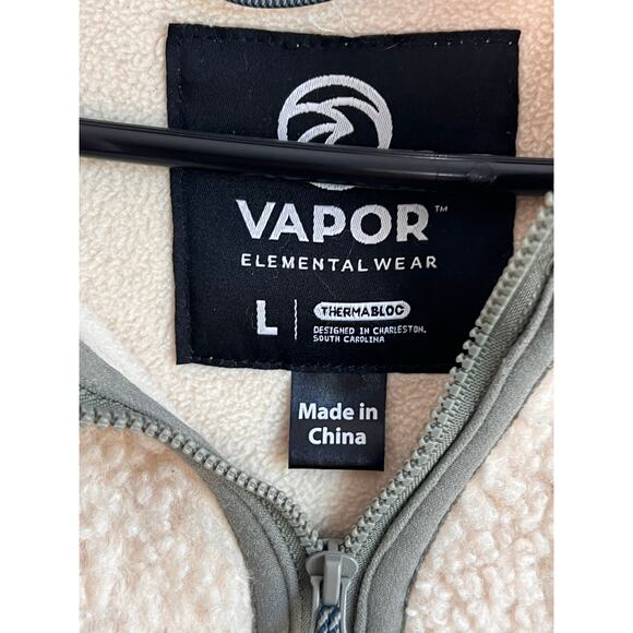 Vapor Apparel Headwind 1/4 Zip Poly Fleece Hoodie Natural Men's Size Large - Picture 8 of 10